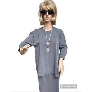 Zara Blue Oversized Cotton Crewneck Top, NWOT, S.